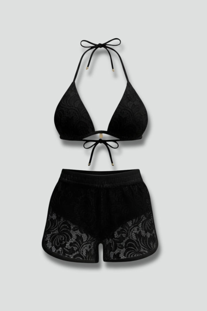 Women’s Bikini Set with Halter Top and Shorts