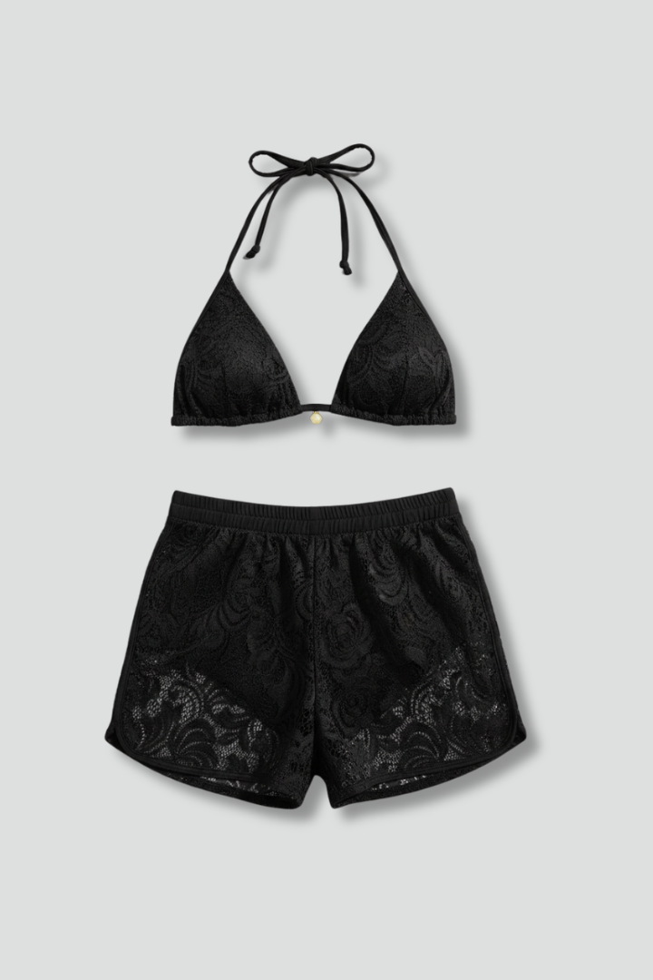 Women’s Bikini Set with Halter Top and Shorts