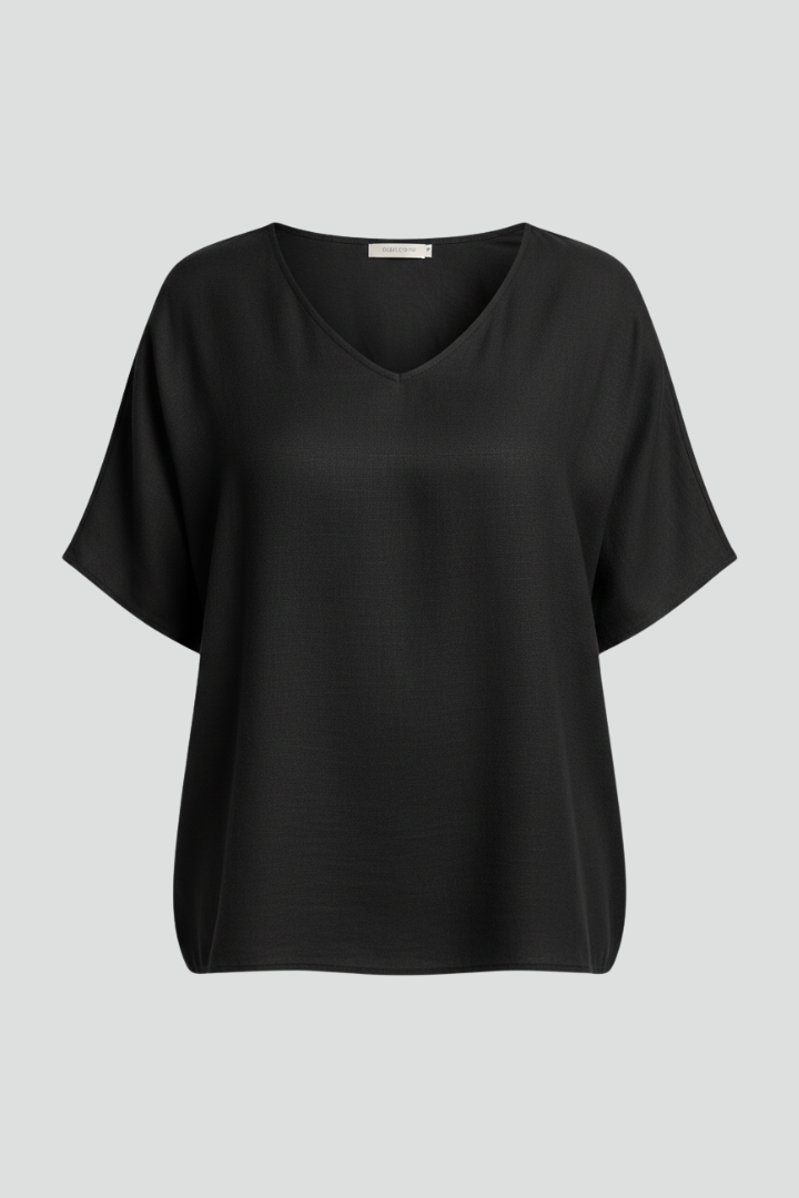 Women’s Blouse with Loose Fit and Plain Woven Surface