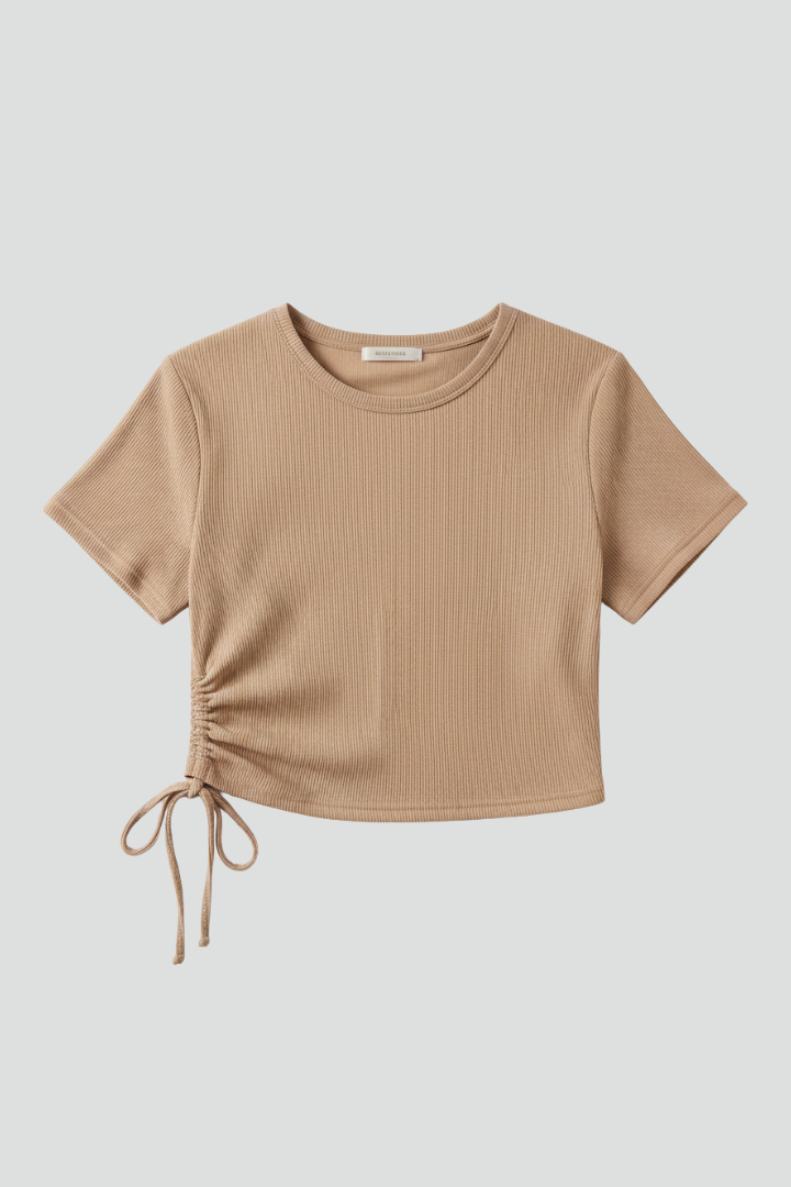 Women’s Crop T-Shirt with Side Ruching and Ties
