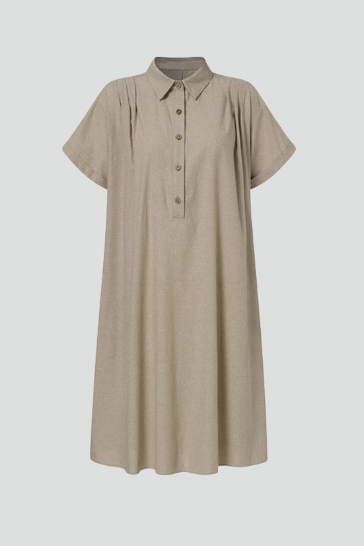 Women’s Dress with Button Placket and Short Sleeves