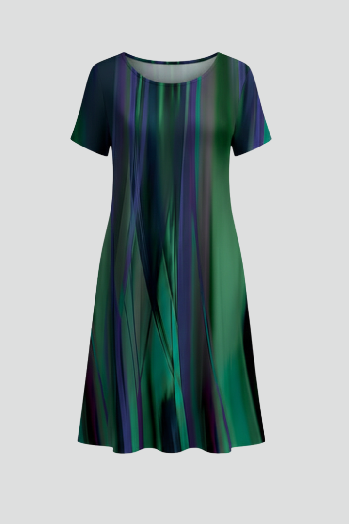 Women’s Dress with Round Neck and Short Sleeves
