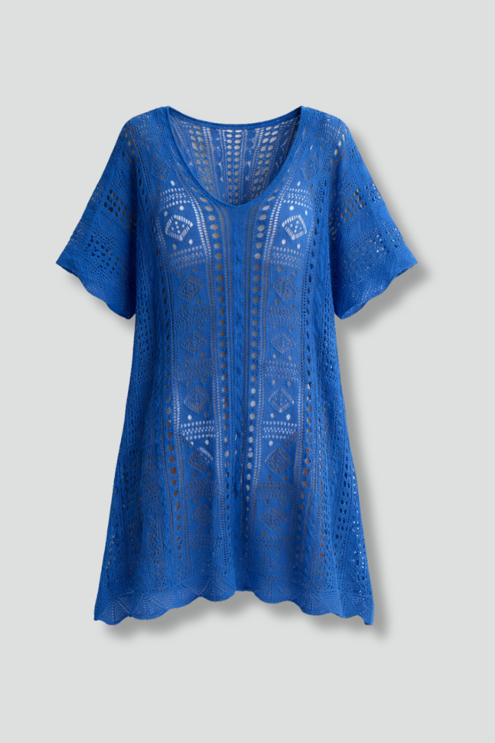 Women’s Dress with V-Neck and Short Sleeves
