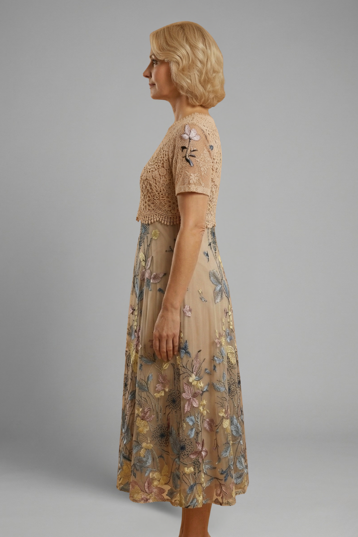 Women’s Midi Dress with Detail and V Neck