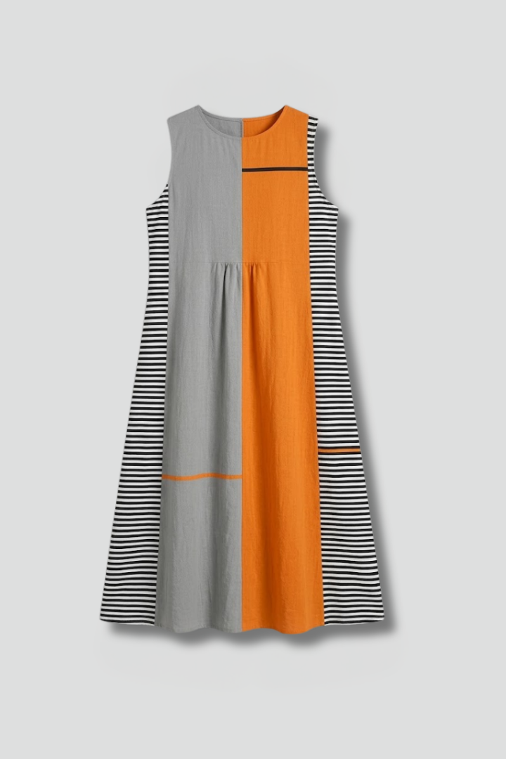 Women’s Midi Dress with Sleeveless Design and