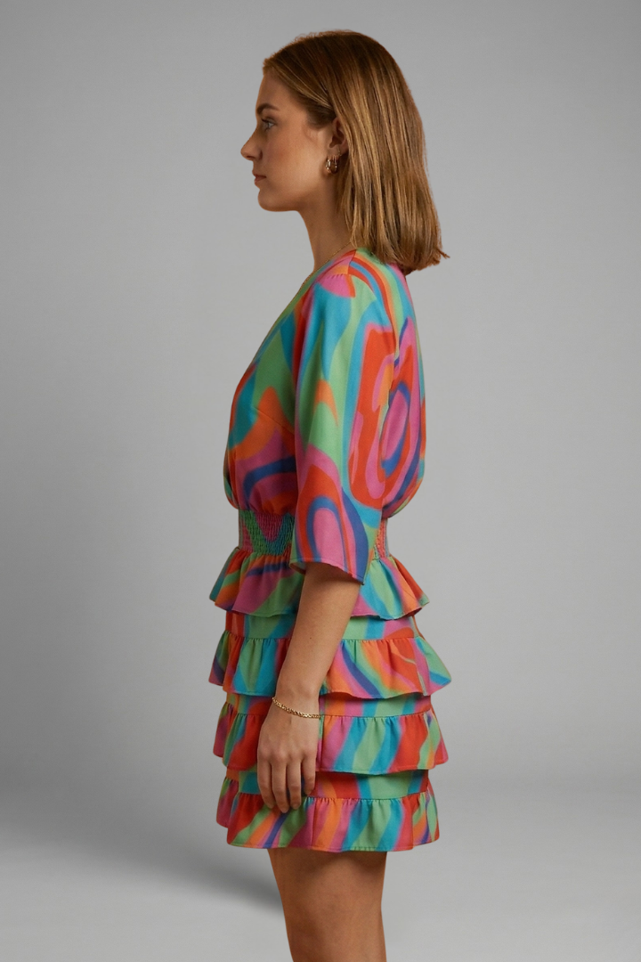 Women’s Mini Dress with Wrap Front and Ruffle Skirt