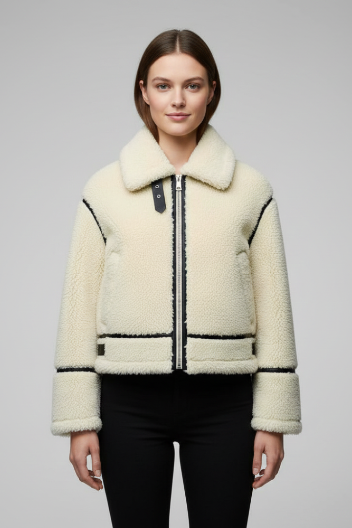Women’s Short Jacket with Zip and Pockets