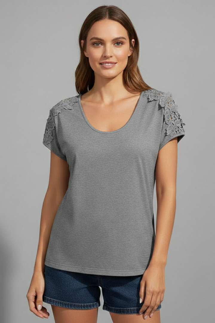 Women’s T-Shirt with Round Neckline and Shoulders