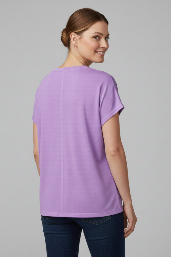 Women’s T-Shirt with V Neckline and Side Slits
