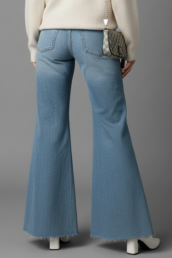 Women’s Flare Jeans with High Waist and Washed Finish