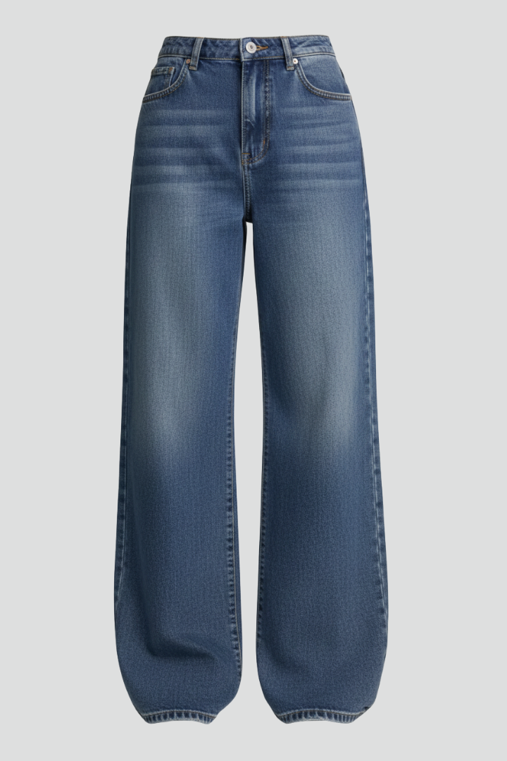 Women’s Wide-Leg Jeans with Pockets and Lining