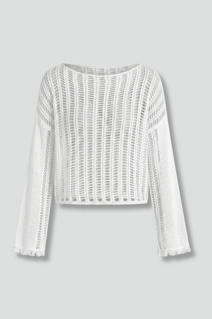 Women’s Top with Boat Neck and Long Sleeves