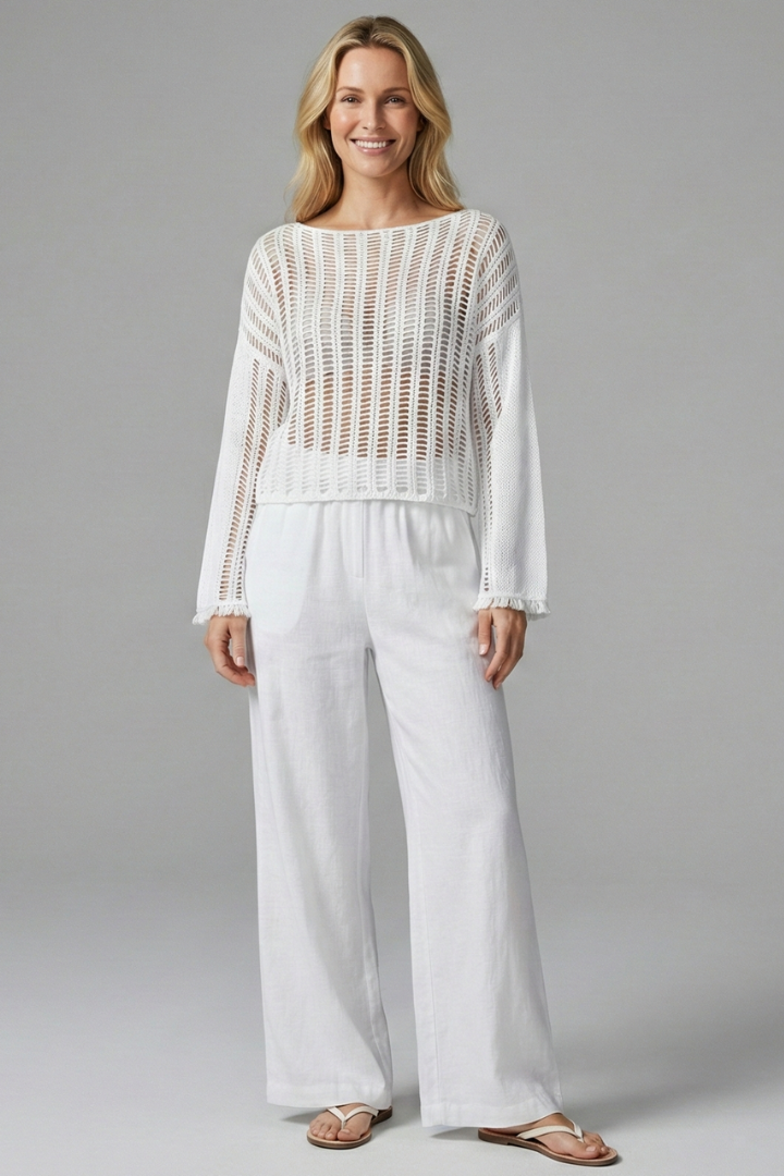 Women’s Top with Boat Neck and Long Sleeves