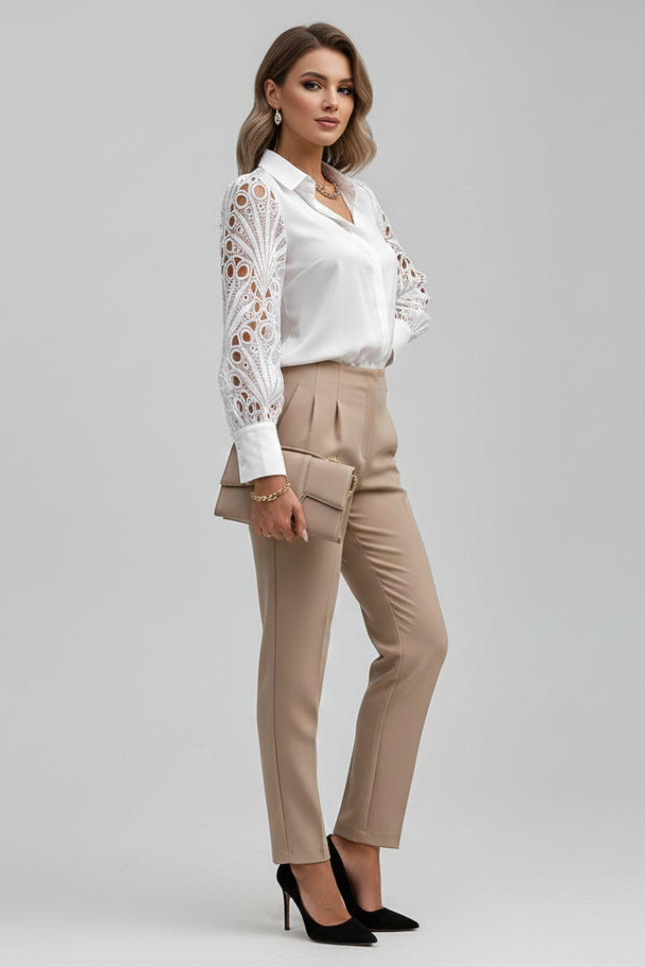 Women’s Blouse with Sleeves and Button Cuffs