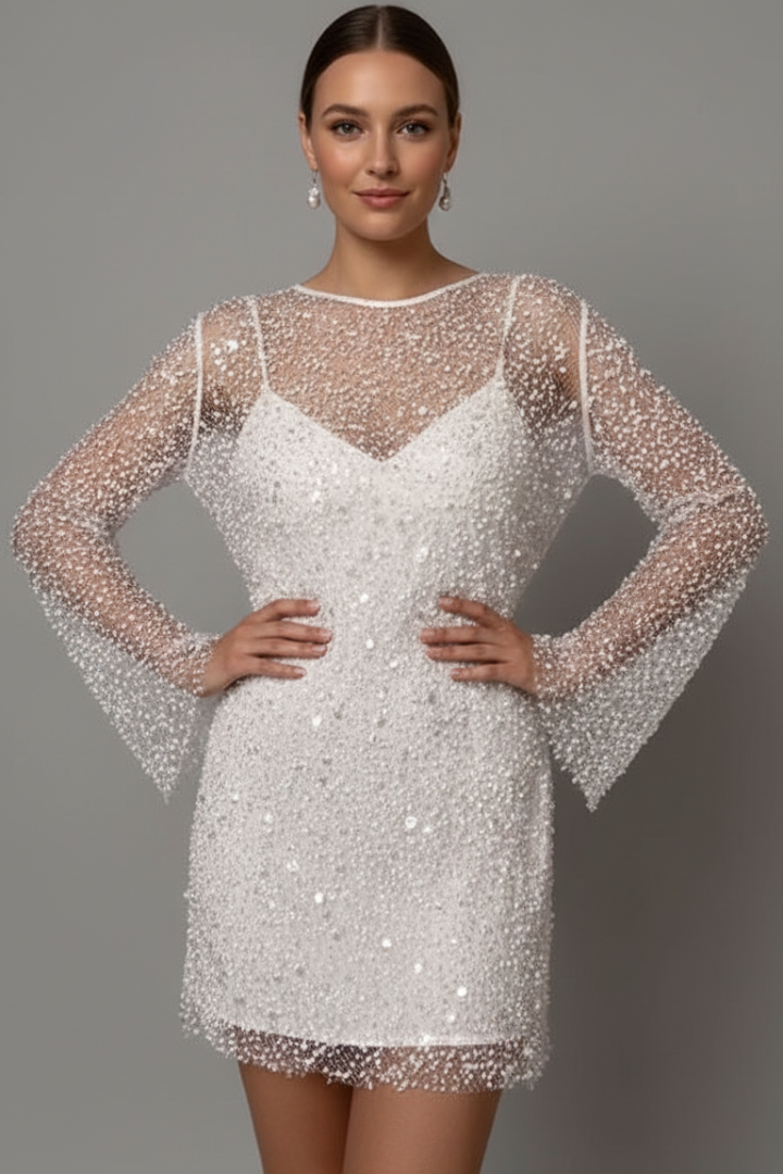 Women Mini Dress with Overlay and Sleeveless Underlayer