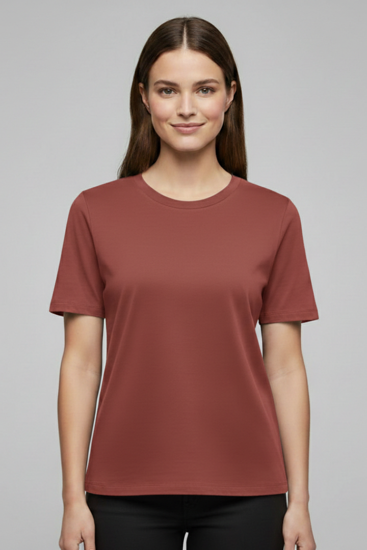 Women T-Shirt with Round Neckline and Short Sleeves