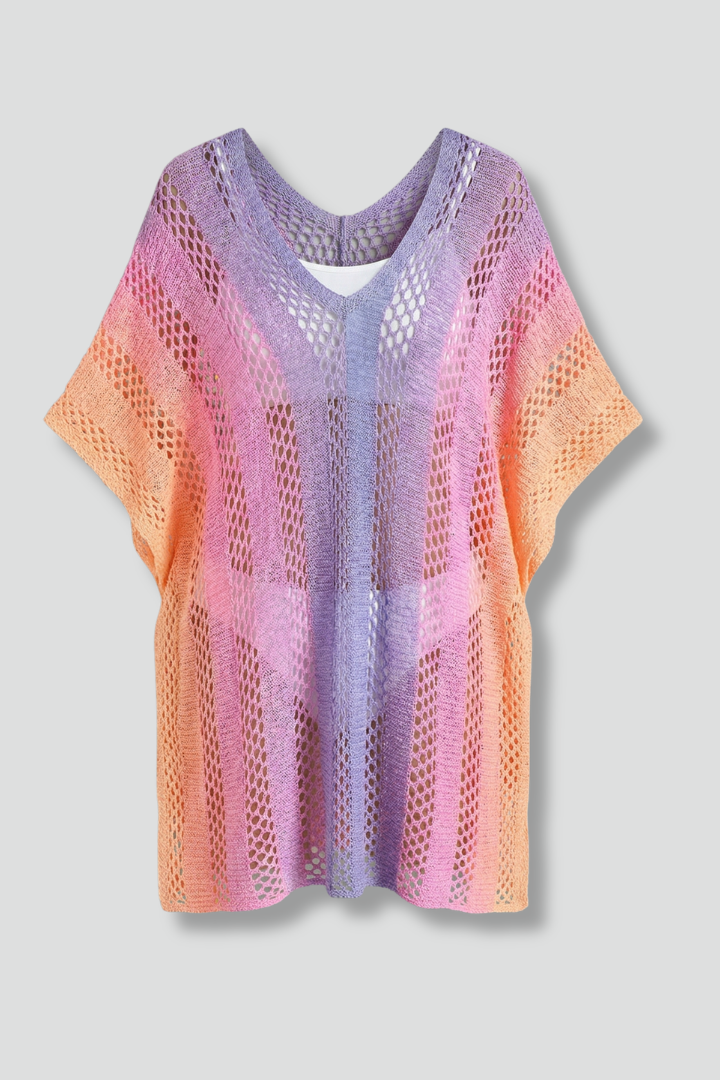 Women’s Beach Dress with V-Neck and Short Sleeves