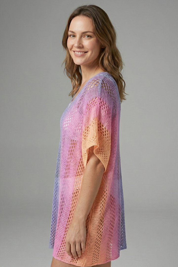 Women’s Beach Dress with V-Neck and Short Sleeves