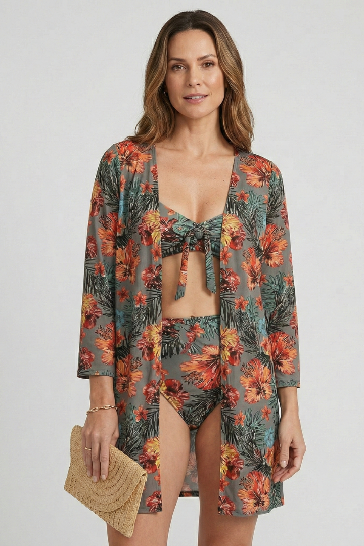 Women’s Bikini Set with Tie Top and Cover-Up