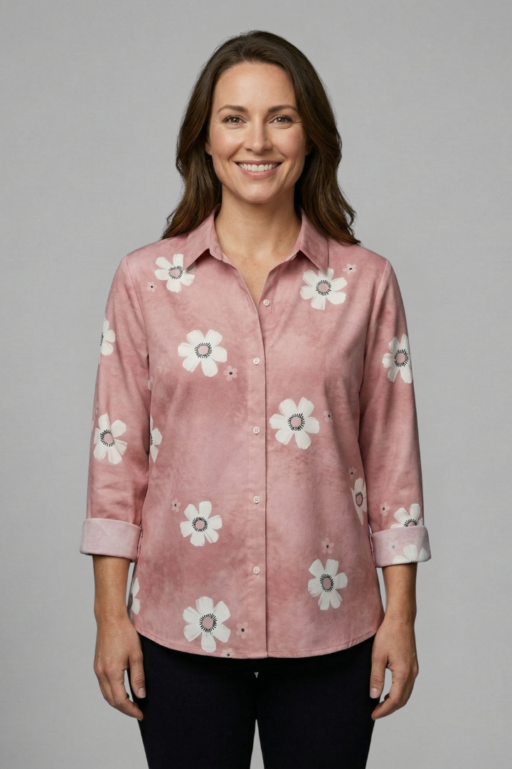 Women’s Blouse with Collar Neck and Button Fastening