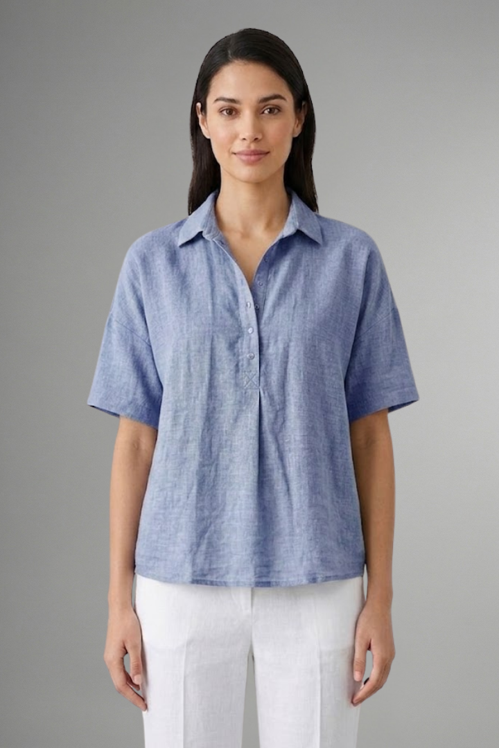 Women’s Blouse with Collar and Button Placket
