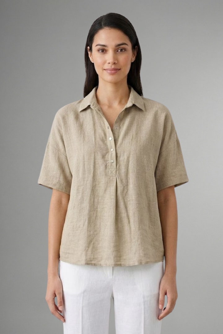 Women’s Blouse with Collar and Button Placket