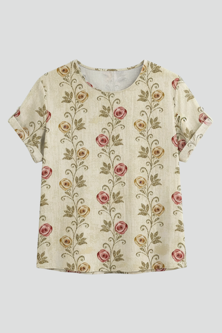 Women’s Blouse with Collared Neckline and Short Sleeves