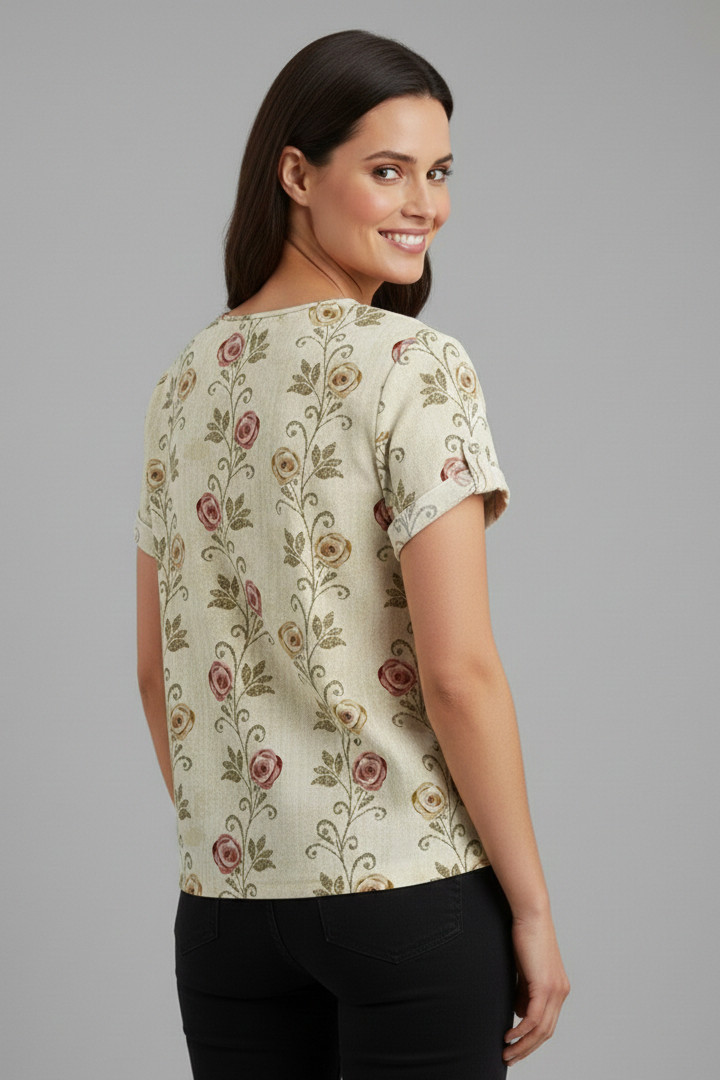 Women’s Blouse with Collared Neckline and Short Sleeves