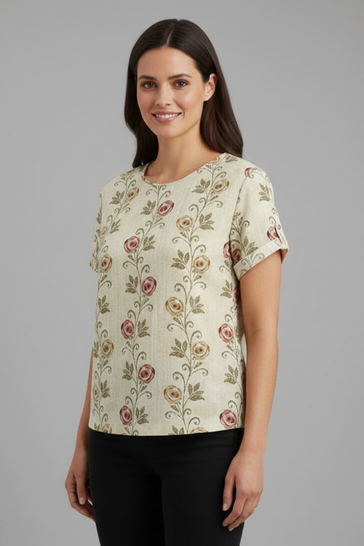 Women’s Blouse with Collared Neckline and Short Sleeves
