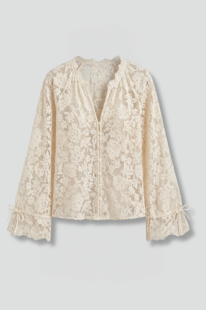 Women’s Blouse with Surface and Flared Sleeves