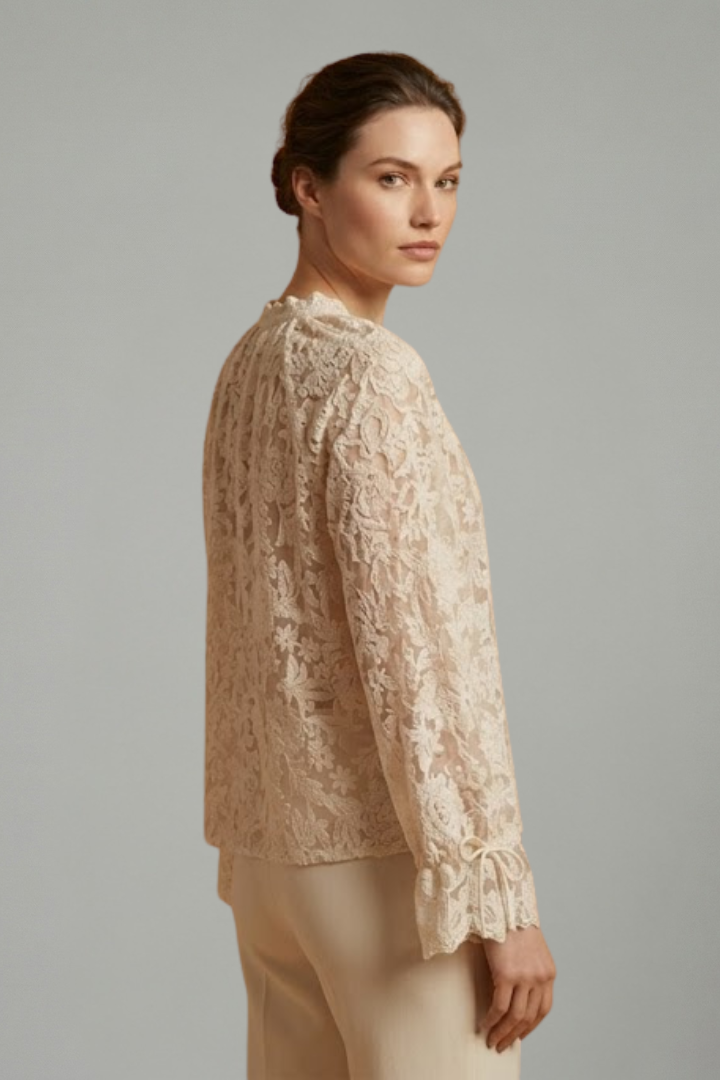 Women’s Blouse with Surface and Flared Sleeves