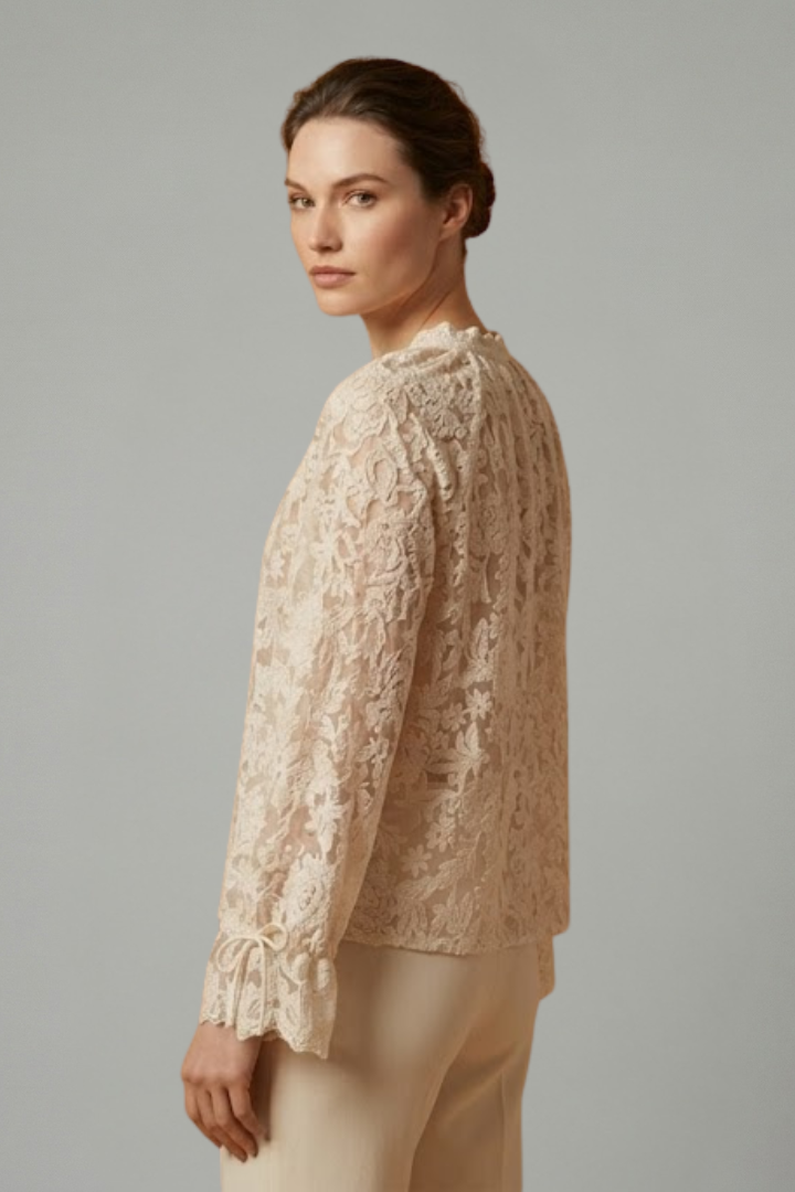 Women’s Blouse with Surface and Flared Sleeves