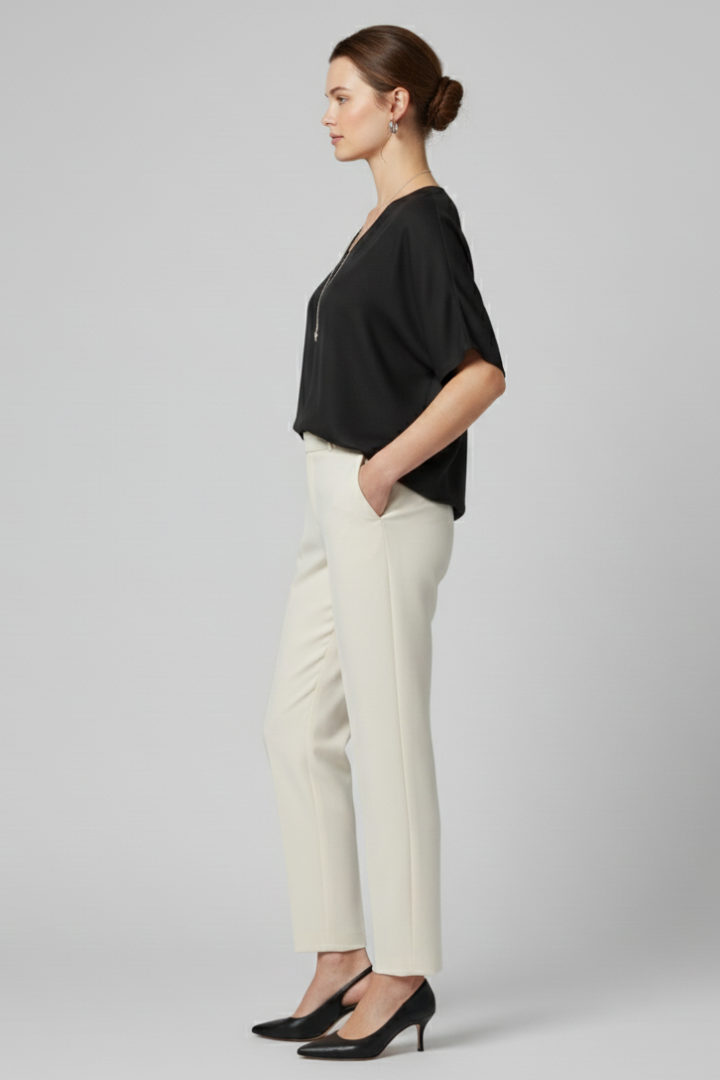 Women’s Blouse with Loose Fit and Plain Woven Surface