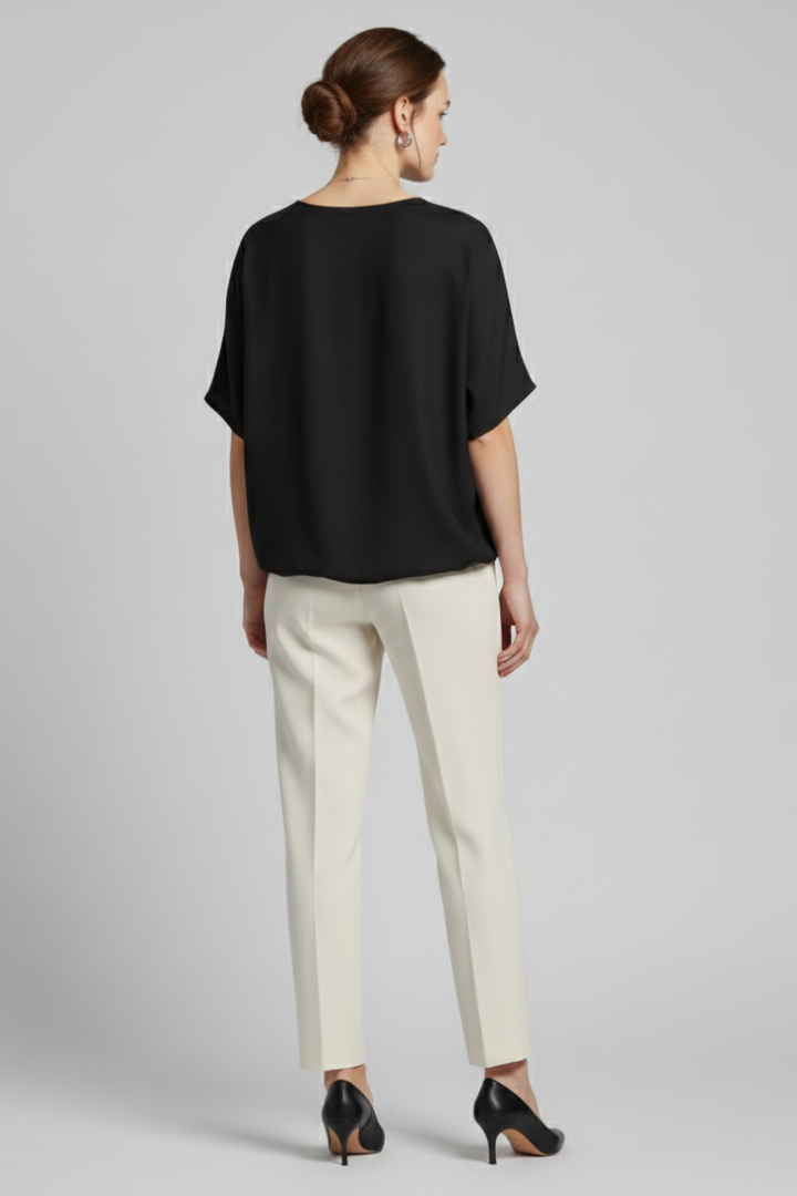 Women’s Blouse with Loose Fit and Plain Woven Surface