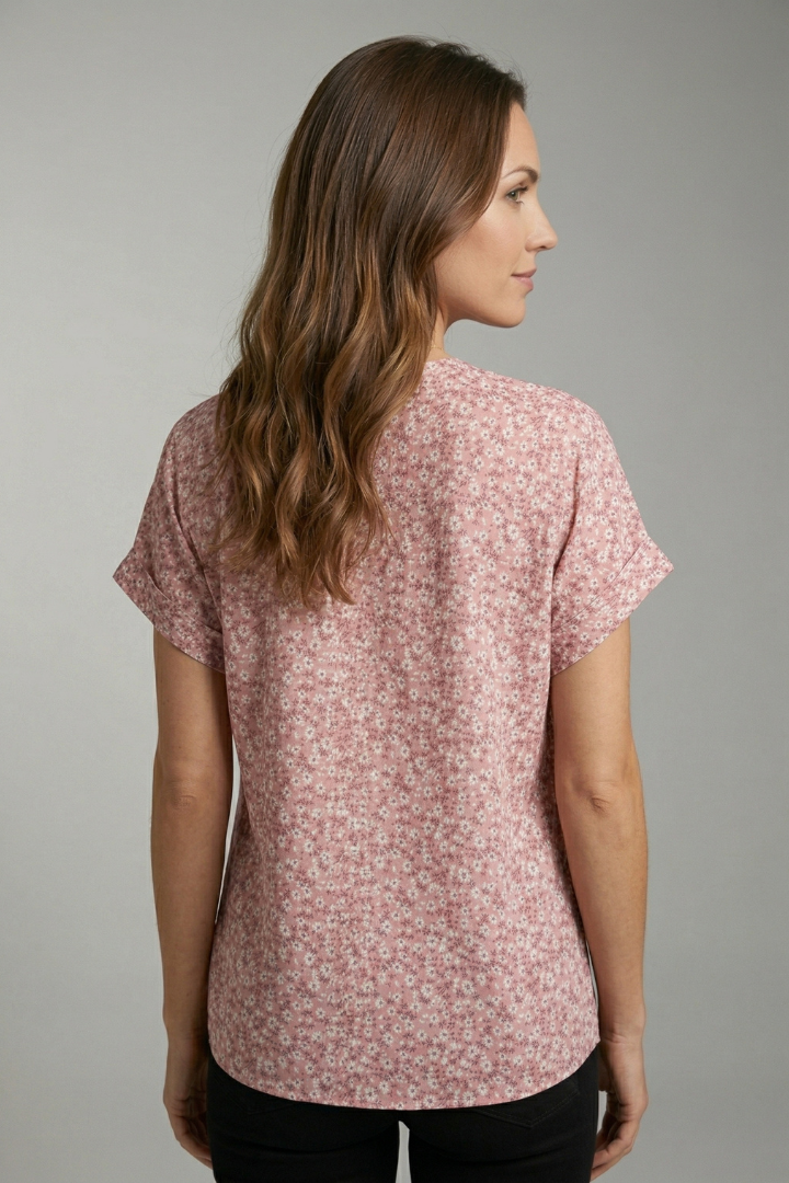 Women’s Blouse with Round Neck and Button Front