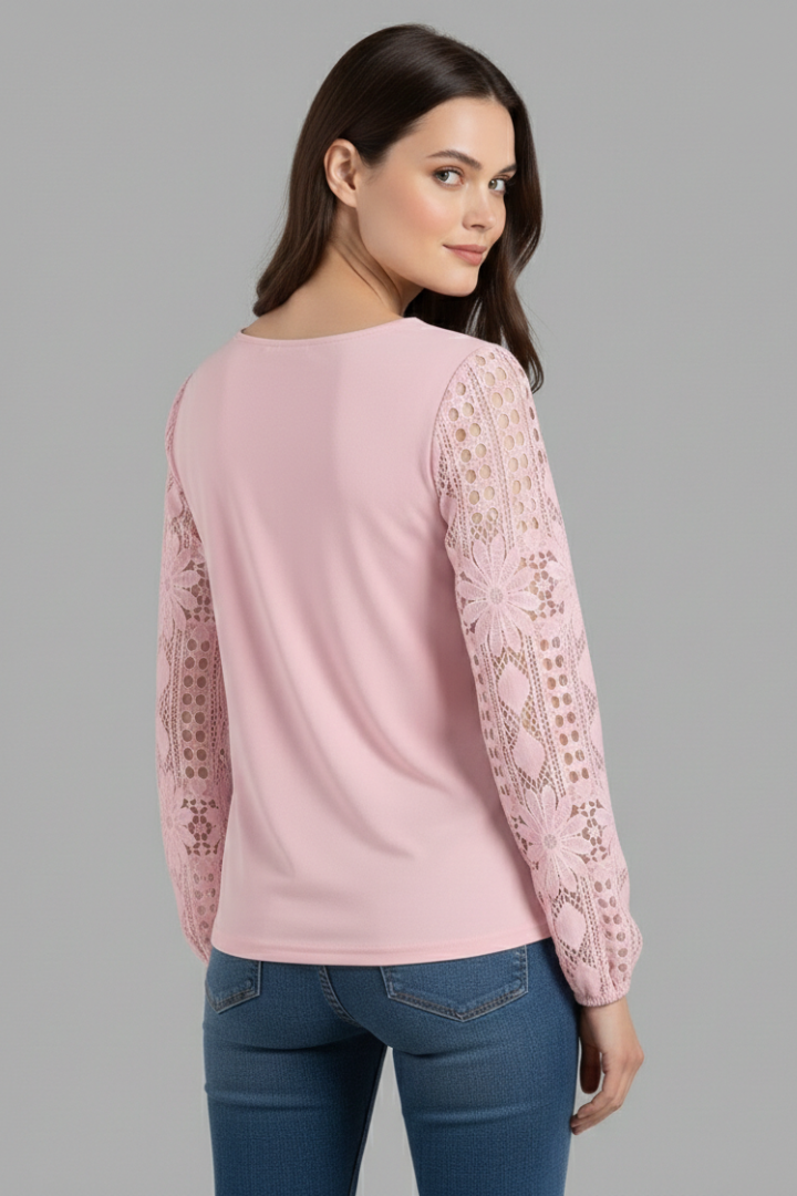 Women’s Blouse with Round Neck and Sleeves