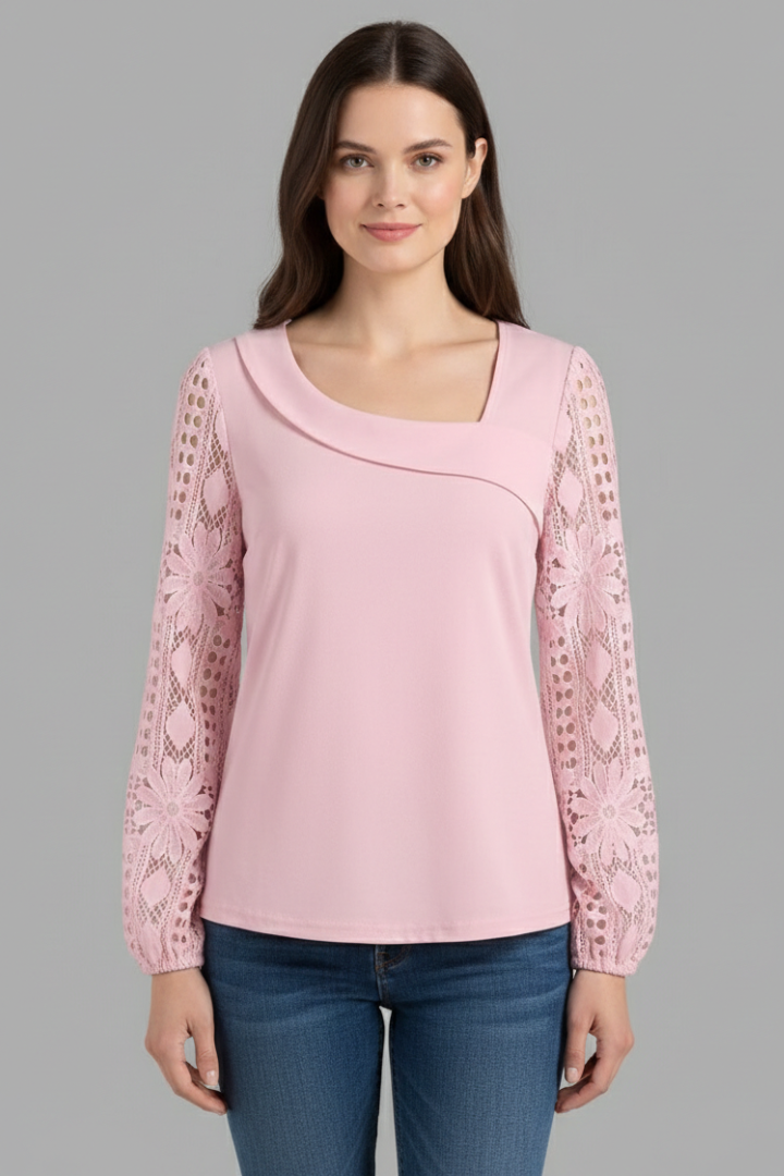 Women’s Blouse with Round Neck and Sleeves