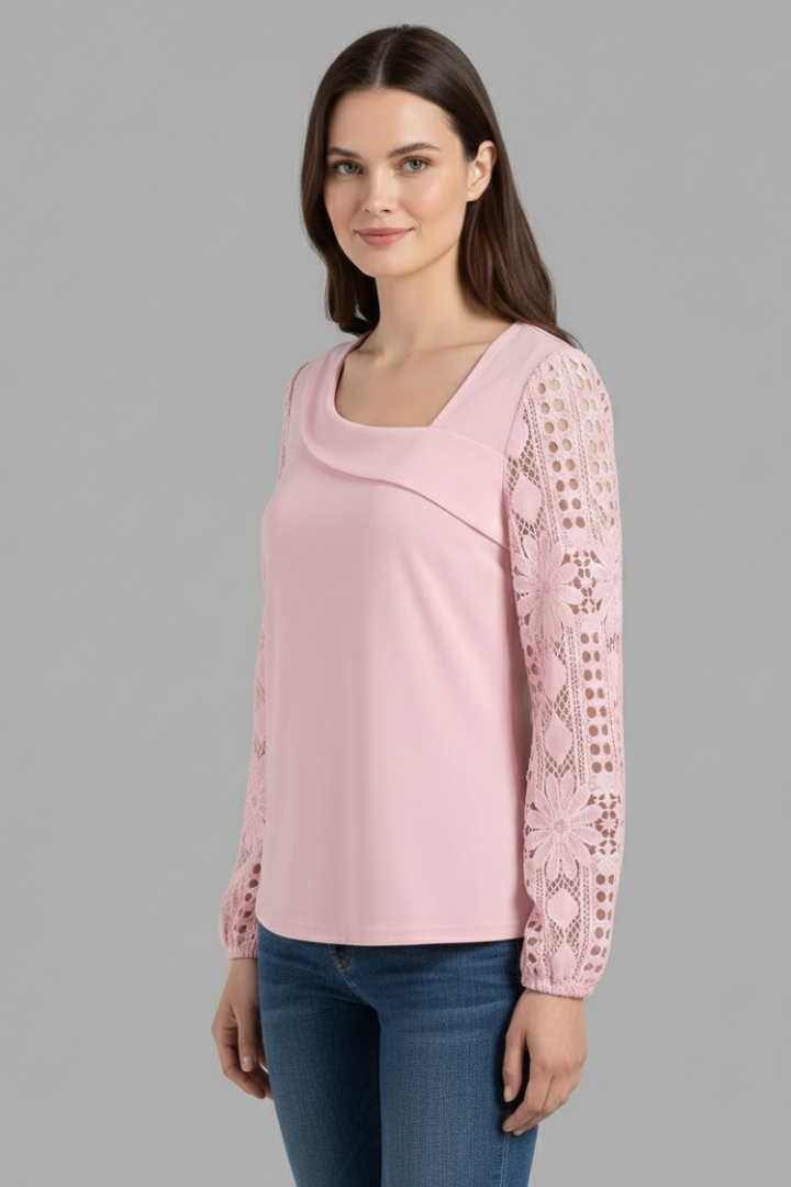 Women’s Blouse with Round Neck and Sleeves