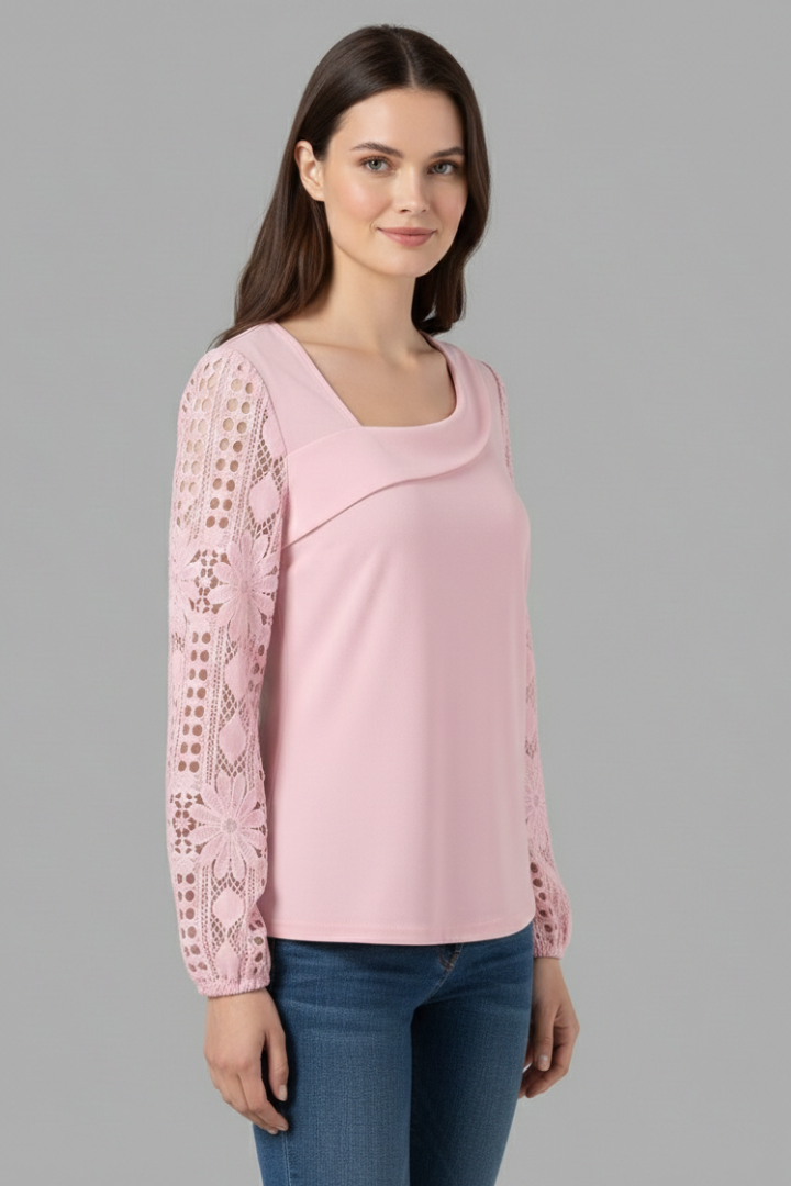 Women’s Blouse with Round Neck and Sleeves