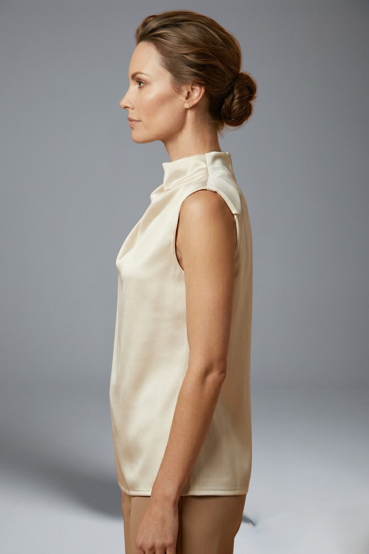 Women’s Blouse with Sleeveless Design and Lightweight Fabric