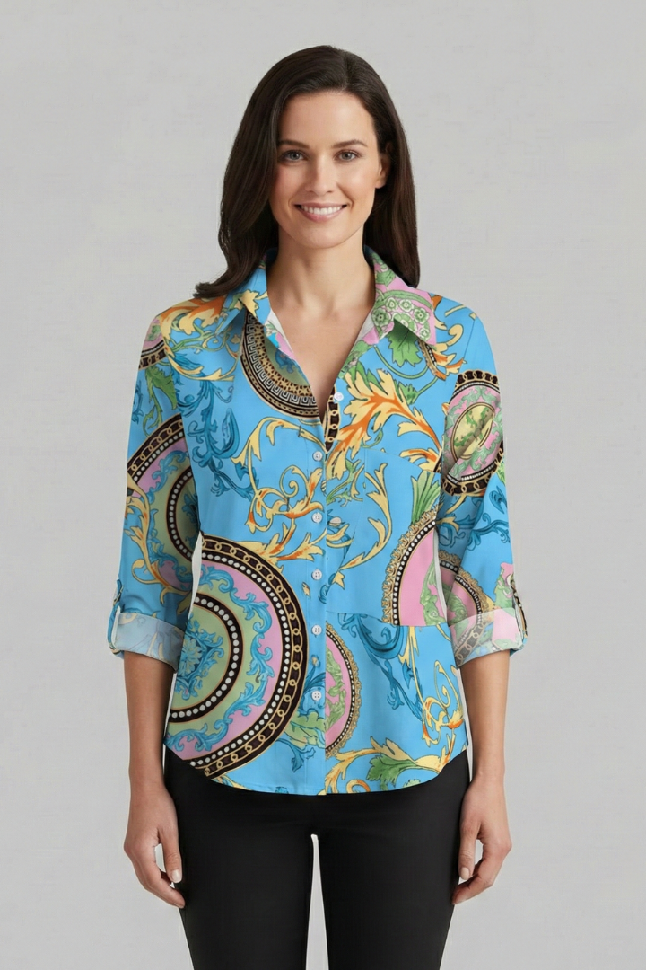 Women’s Blouse with V-Neck and Long Sleeves