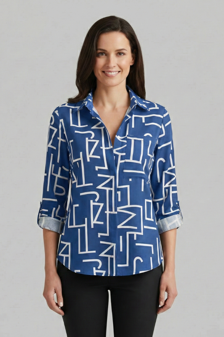 Women’s Blouse with V-Neck and Long Sleeves