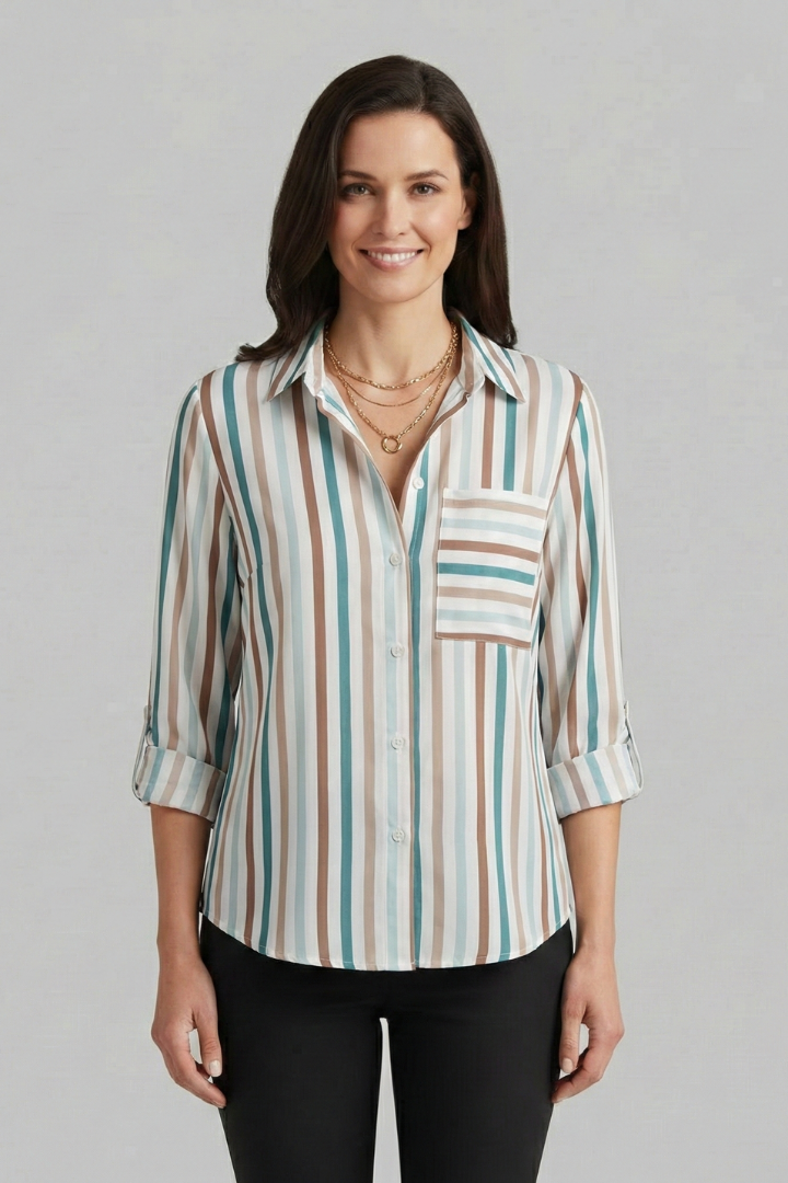 Women’s Blouse with V-Neck and Long Sleeves