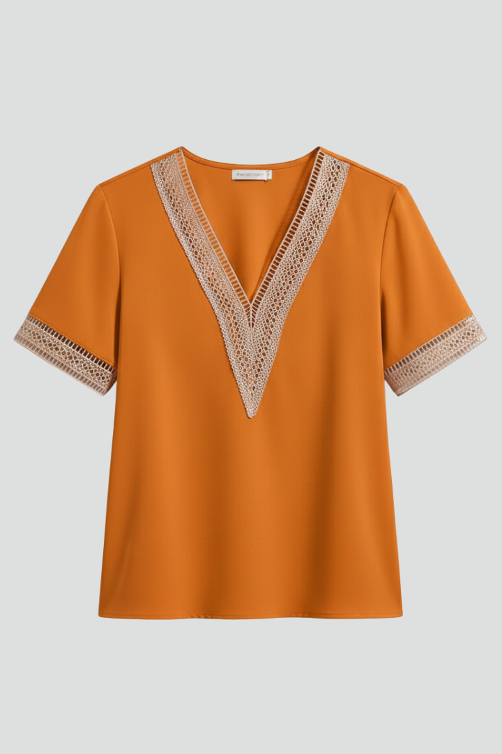 Women’s Blouse with V Neckline and Trim