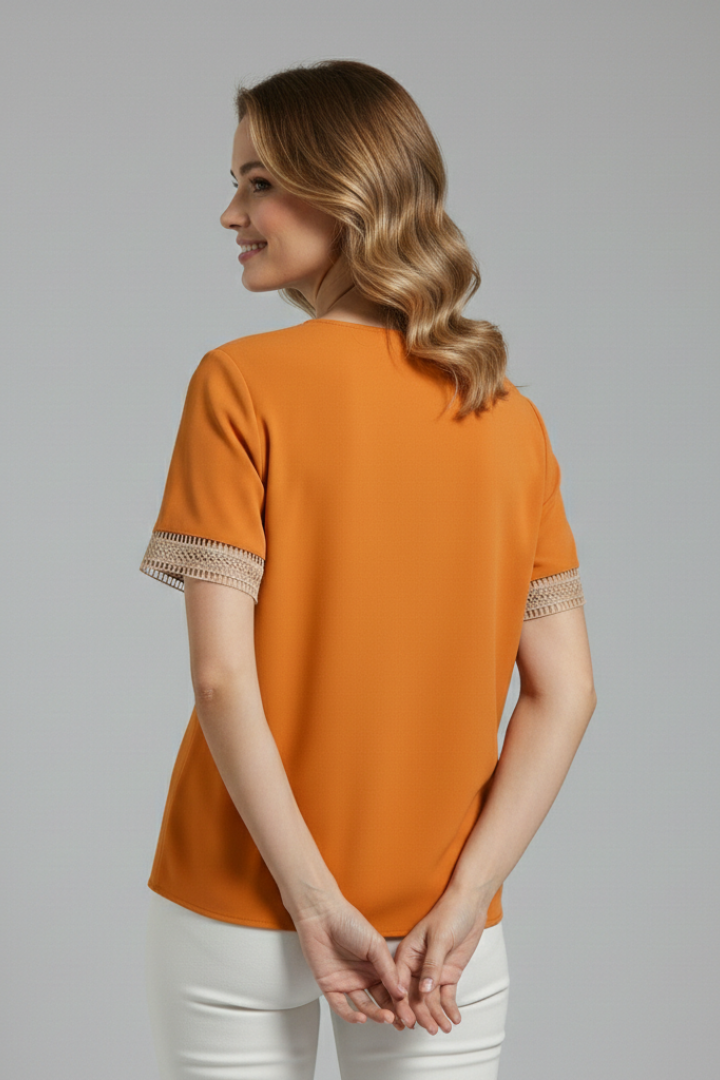 Women’s Blouse with V Neckline and Trim
