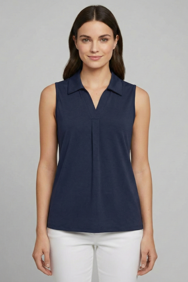 Women’s Blouse with V Neckline and Sleeveless Cut