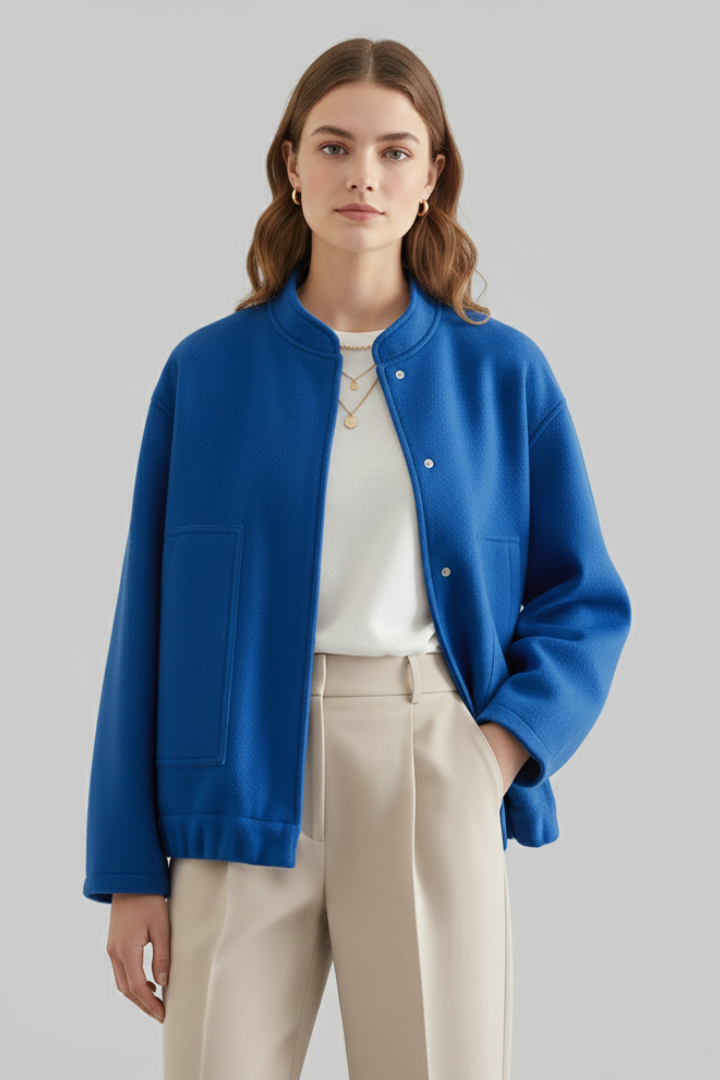 Women’s Bomber Jacket with Relaxed Fit and Woven Outer Surface