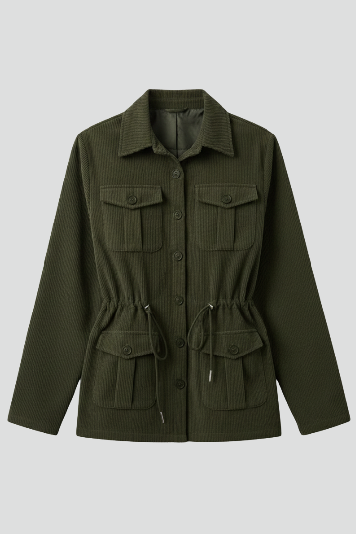 Women’s Jacket with Drawstring Waist and Buttons