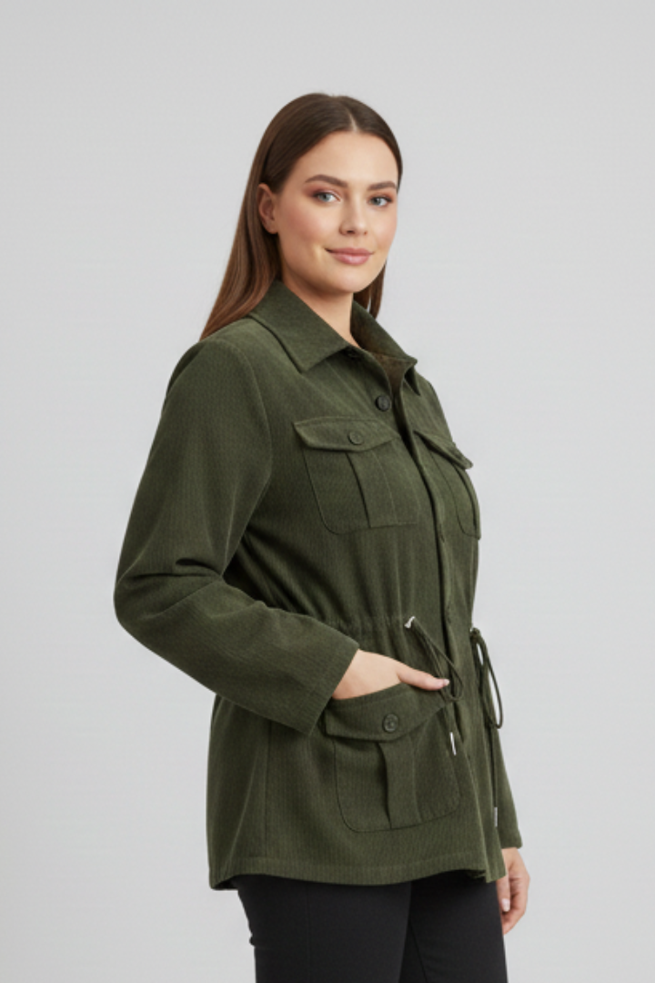 Women’s Jacket with Drawstring Waist and Buttons