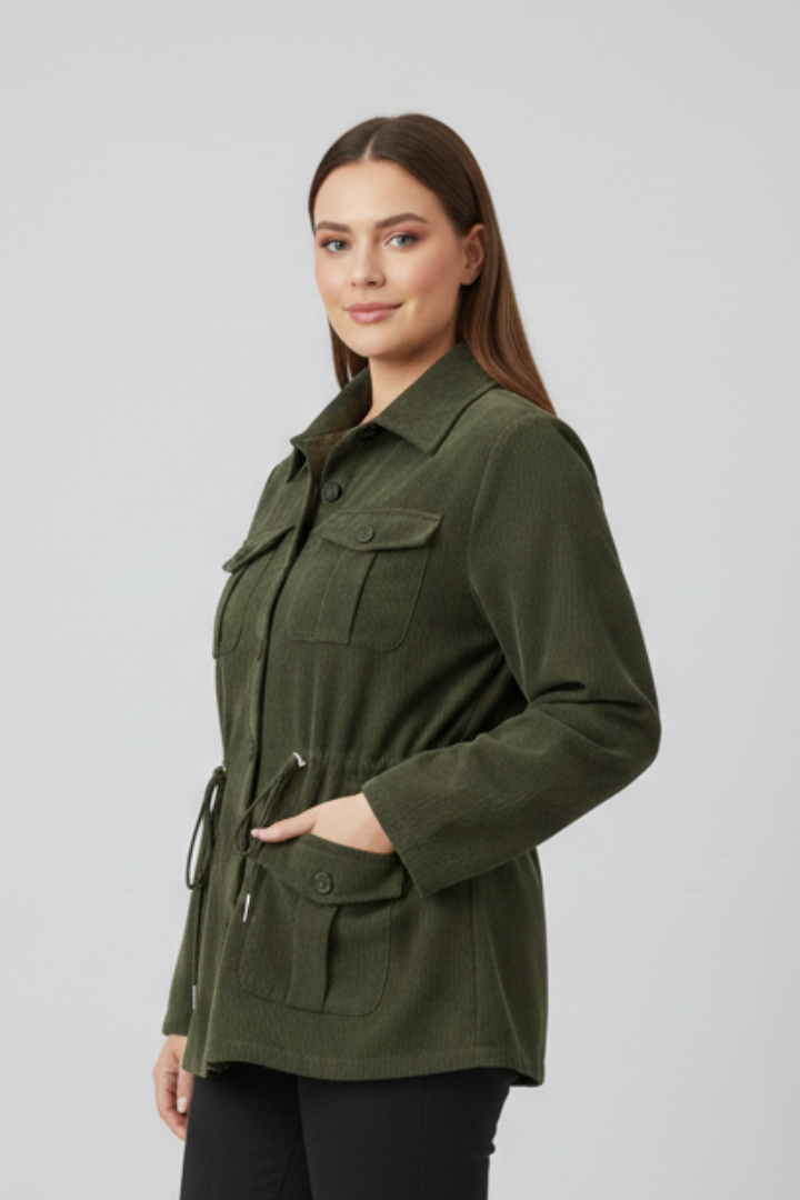 Women’s Jacket with Drawstring Waist and Buttons
